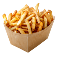 French fries on a carton box on isolated transparent background png