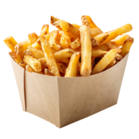 French fries on a carton box on isolated transparent background png