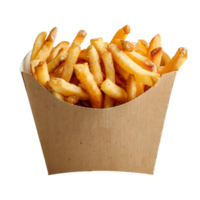 French fries on a carton box on isolated transparent background png