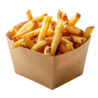 French fries on a carton box on isolated transparent background png