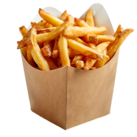 French fries on a carton box on isolated transparent background png