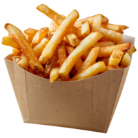 French fries on a carton box on isolated transparent background png