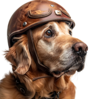 Dog wearing safety helmet face on isolated transparent background png