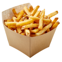 French fries on a carton box on isolated transparent background png