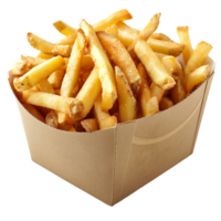 French fries on a carton box on isolated transparent background png