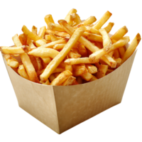 French fries on a carton box on isolated transparent background png