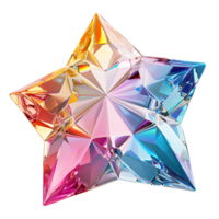 Shiny crystal star on isolated transparent background png