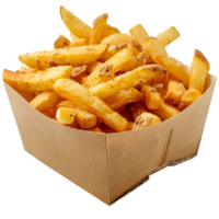 French fries on a carton box on isolated transparent background png