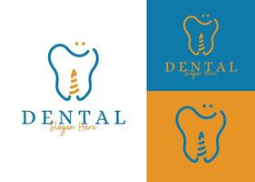 resumen dental con diente decaer mientras sonriente dentista logo diseño vector