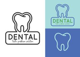 dental línea icono logo ilustración, contorno diente símbolo diseño vector