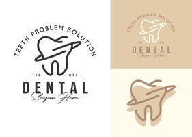 dental clínica logo contorno ilustración diseño vector