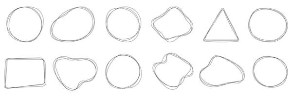 Sketch line round circular and square shape vector