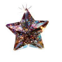 Shiny crystal star on isolated transparent background png