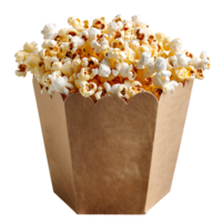 Popcorn on carton box on isolated transparent background png