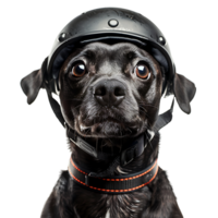 Dog wearing safety helmet face on isolated transparent background png