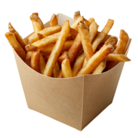 French fries on a carton box on isolated transparent background png