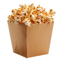 Popcorn on carton box on isolated transparent background png