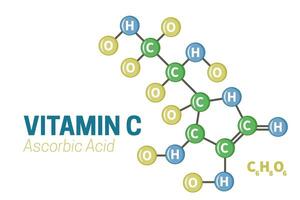 vitamina C ascórbico ácido molécula estructura vector