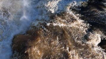 waterfall in river in top view photo