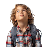 niño estudiante con mochila en aislado transparente antecedentes png