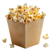 Popcorn on carton box on isolated transparent background png