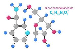 Nicotinamide Riboside or Vitamin B3 Molecule Structure Formula Illustration vector