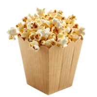 Popcorn on carton box on isolated transparent background png