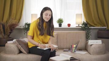 Female student feeling happy and peaceful, having fun. video