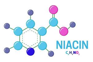 Bright Vitamin B3 Niacin Molecule Structure Formula Illustration vector