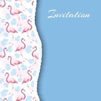 Light Blue Flamingo Background Design Banner for Invitation vector