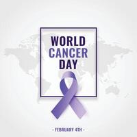 mundo cáncer día conciencia bandera con realista cinta vector