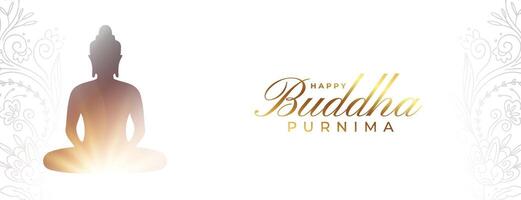 happy buddha purnima wishes banner with light effect vector