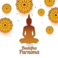 happy buddha or guru purnima festive card for spiritual faith vector