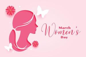 international womens day pink background in papercut style vector