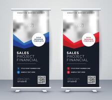 professional dark company roll up standee banner vector