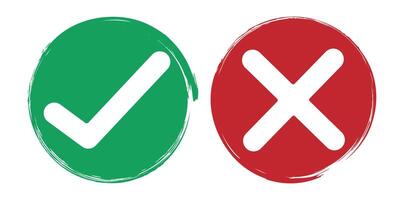 Checkmark Brush Yes and No Icon Set vector