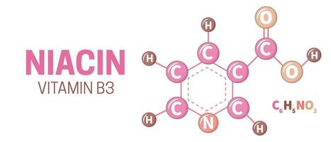 vitamina b3 niacina molécula estructura fórmula ilustración vector