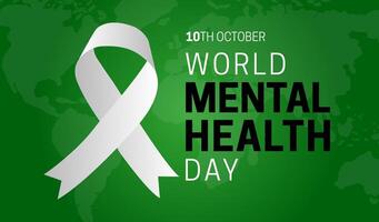 World Mental Health Day Green Background Illustration vector