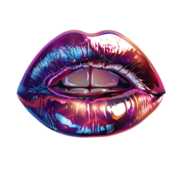 Chrome glossy lips on isolated transparent background png