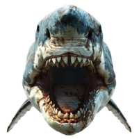 Megalodon front view on isolated transparent background png