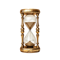 Vintage golden hourglass on isolated transparent background png