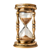 Vintage golden hourglass on isolated transparent background png