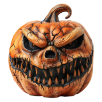 Realistic evil halloween pumpkin on isolated transparent background png