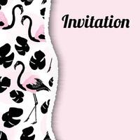 Pink and Black Flamingo Background Banner for Invitation Design vector