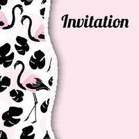 Pink and Black Flamingo Background Banner for Invitation Design vector