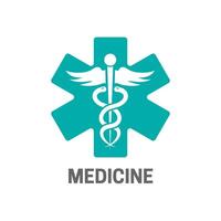 medicina icono conjunto con caduceo, cruzar y serpiente vector