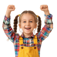 Happy girl kid student on isolated transparent background png