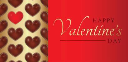 Red and Gold Happy Valentine's Day Illustration with Heart Chocolate Desserts vector