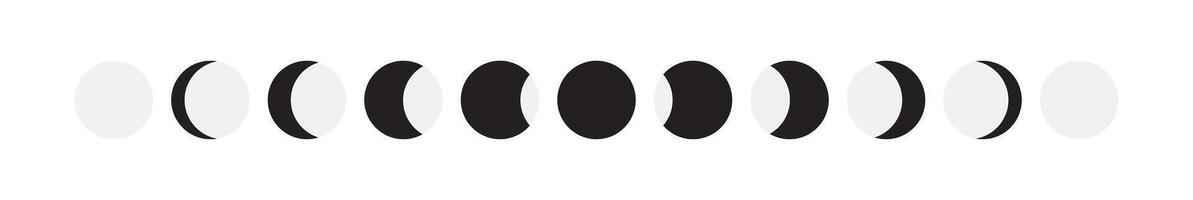 Moon Phases Simple Black and Gray Isolated Symbols vector