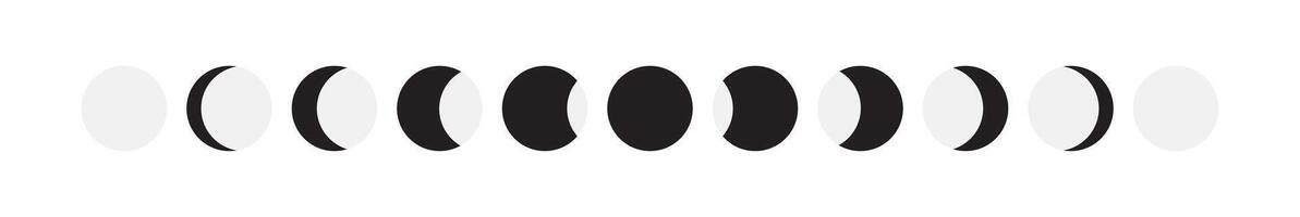 Moon Phases Simple Black and Gray Isolated Symbols vector